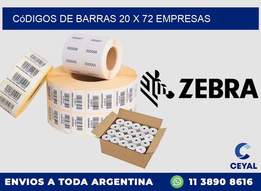 Códigos de Barras 20 x 72 empresas