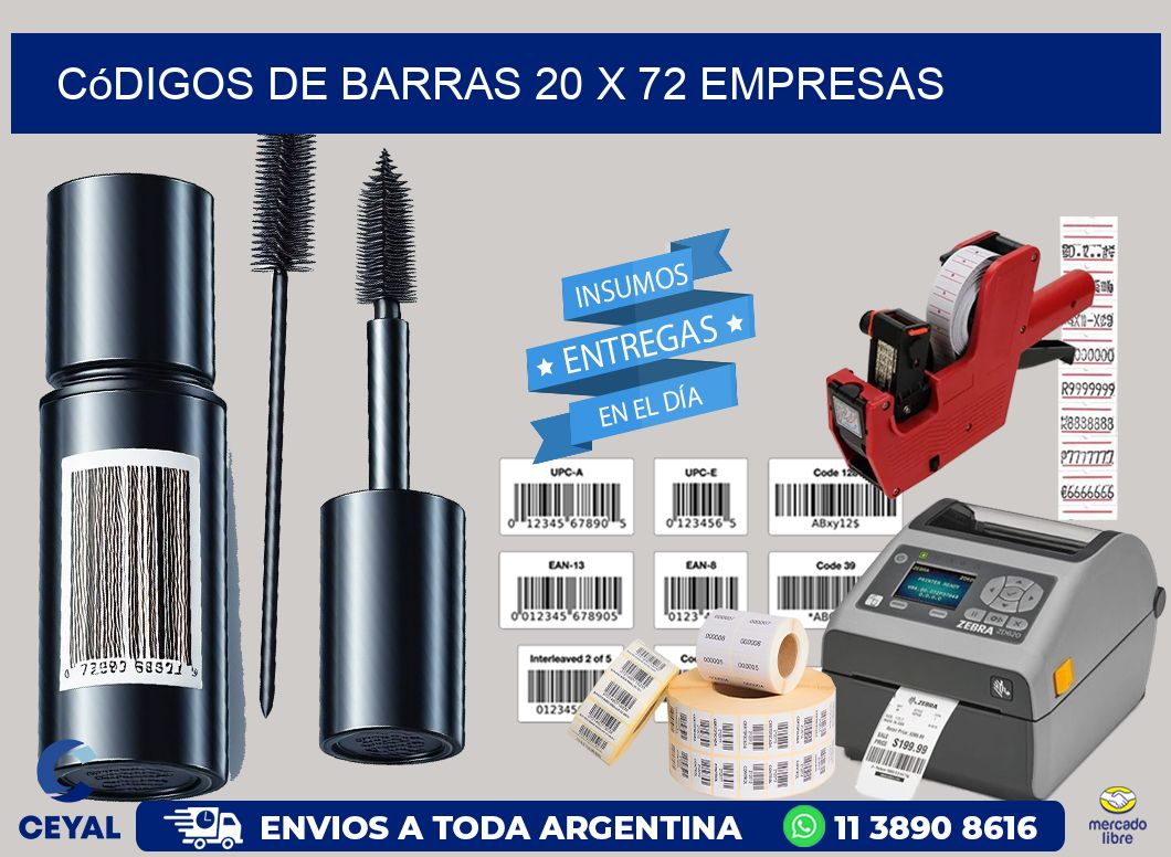 Códigos de Barras 20 x 72 empresas