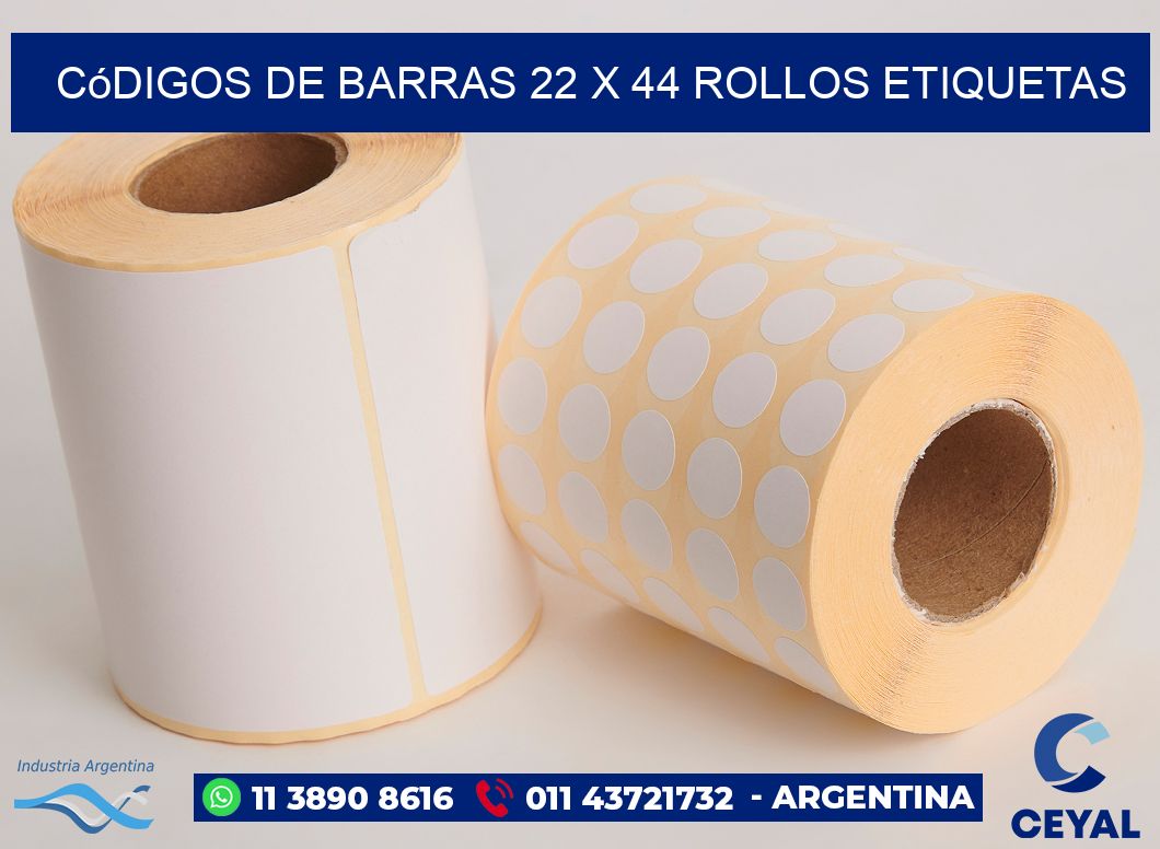 Códigos de Barras 22 x 44 ROLLOS ETIQUETAS