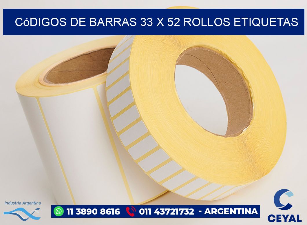Códigos de Barras 33 x 52 ROLLOS ETIQUETAS