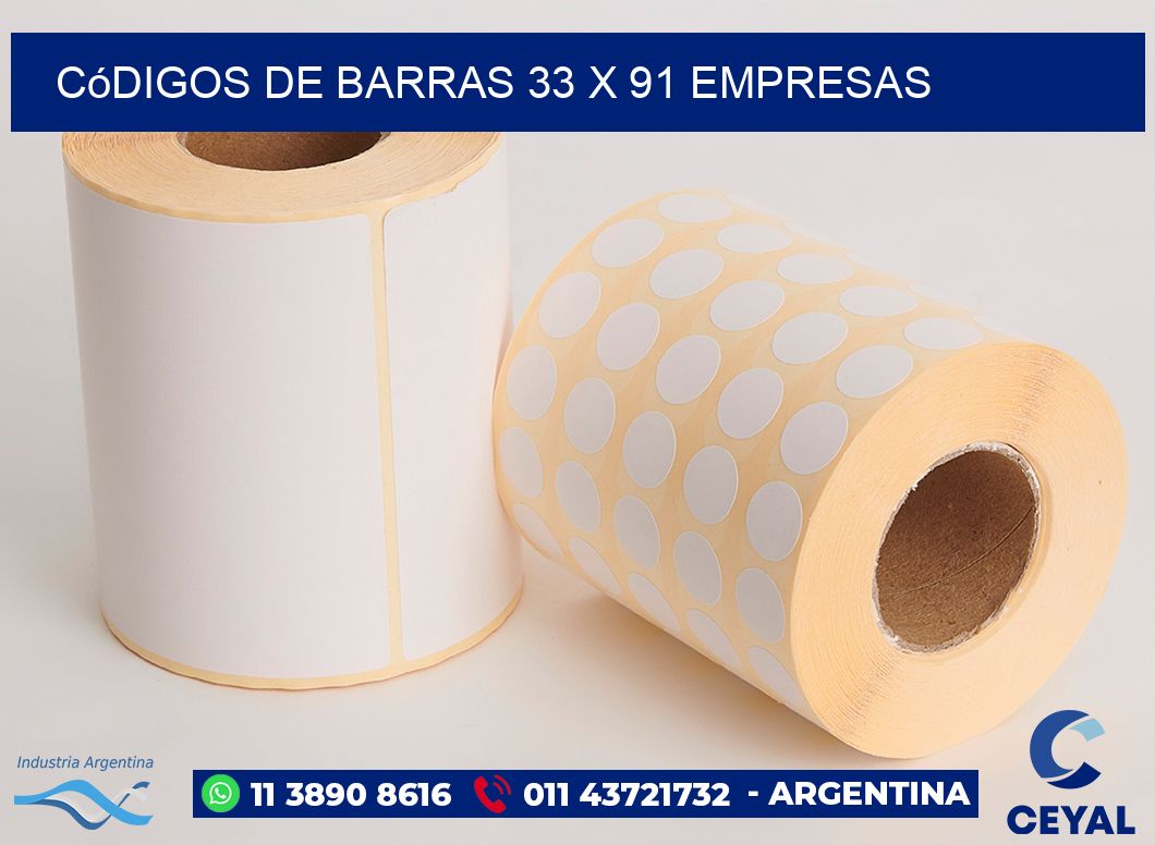 Códigos de Barras 33 x 91 empresas