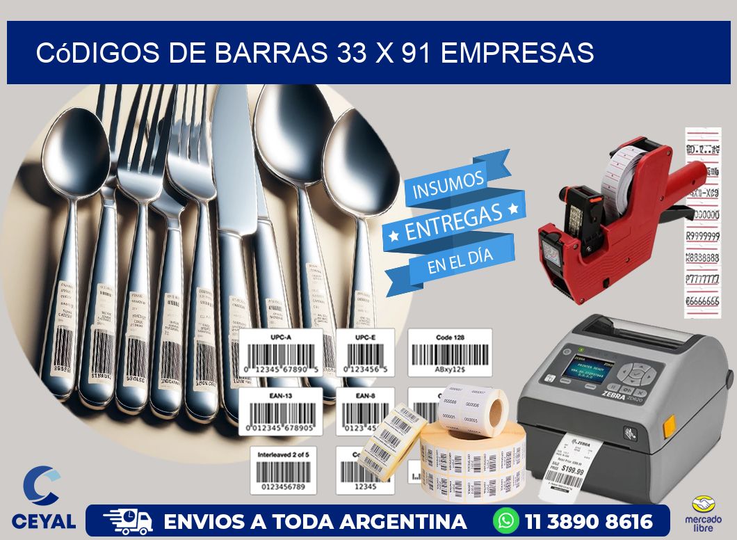 Códigos de Barras 33 x 91 empresas