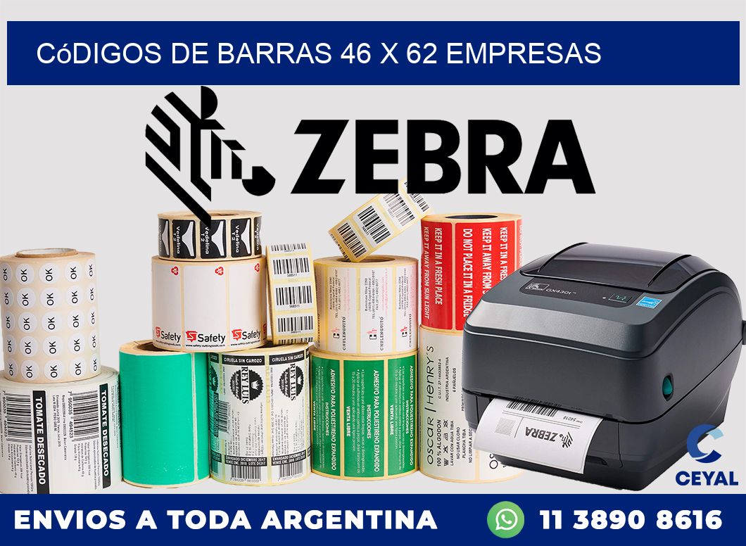 Códigos de Barras 46 x 62 empresas