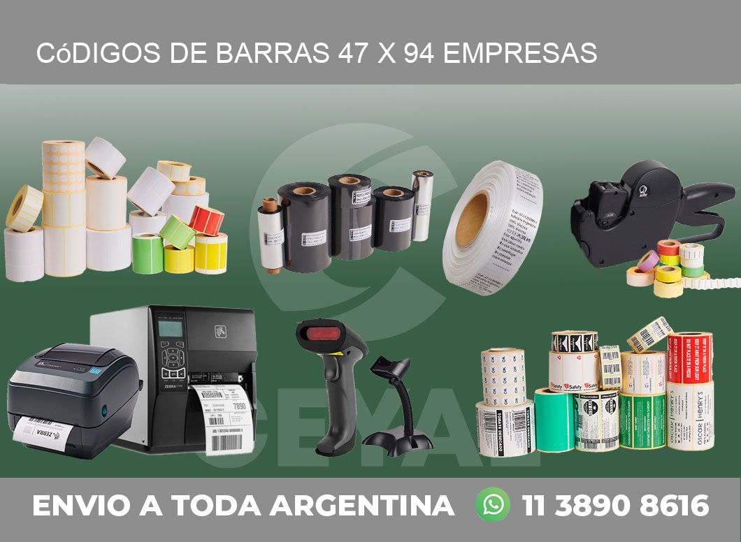 Códigos de Barras 47 x 94 empresas