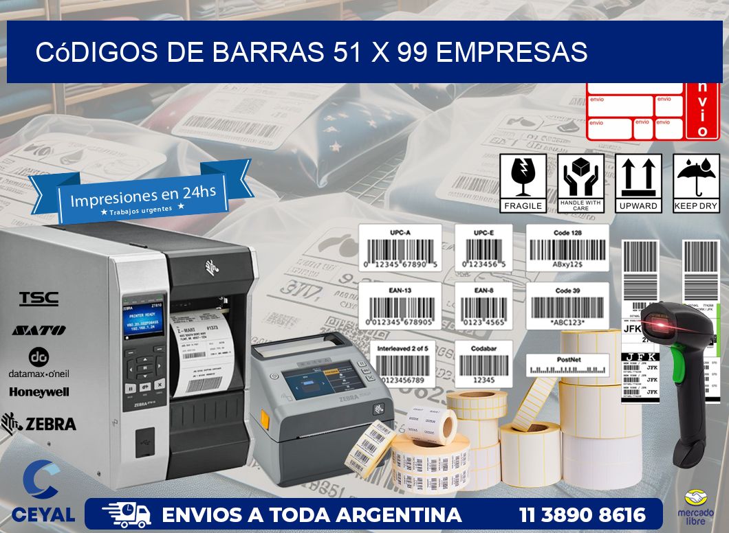 Códigos de Barras 51 x 99 empresas