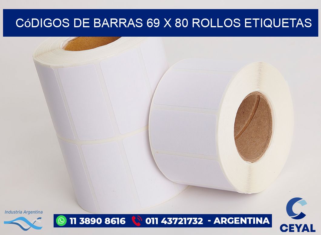 Códigos de Barras 69 x 80 ROLLOS ETIQUETAS