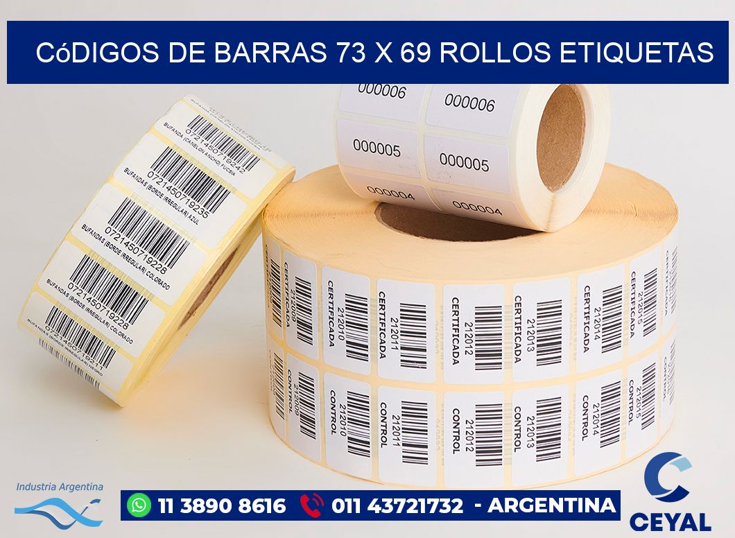 Códigos de Barras 73 x 69 ROLLOS ETIQUETAS
