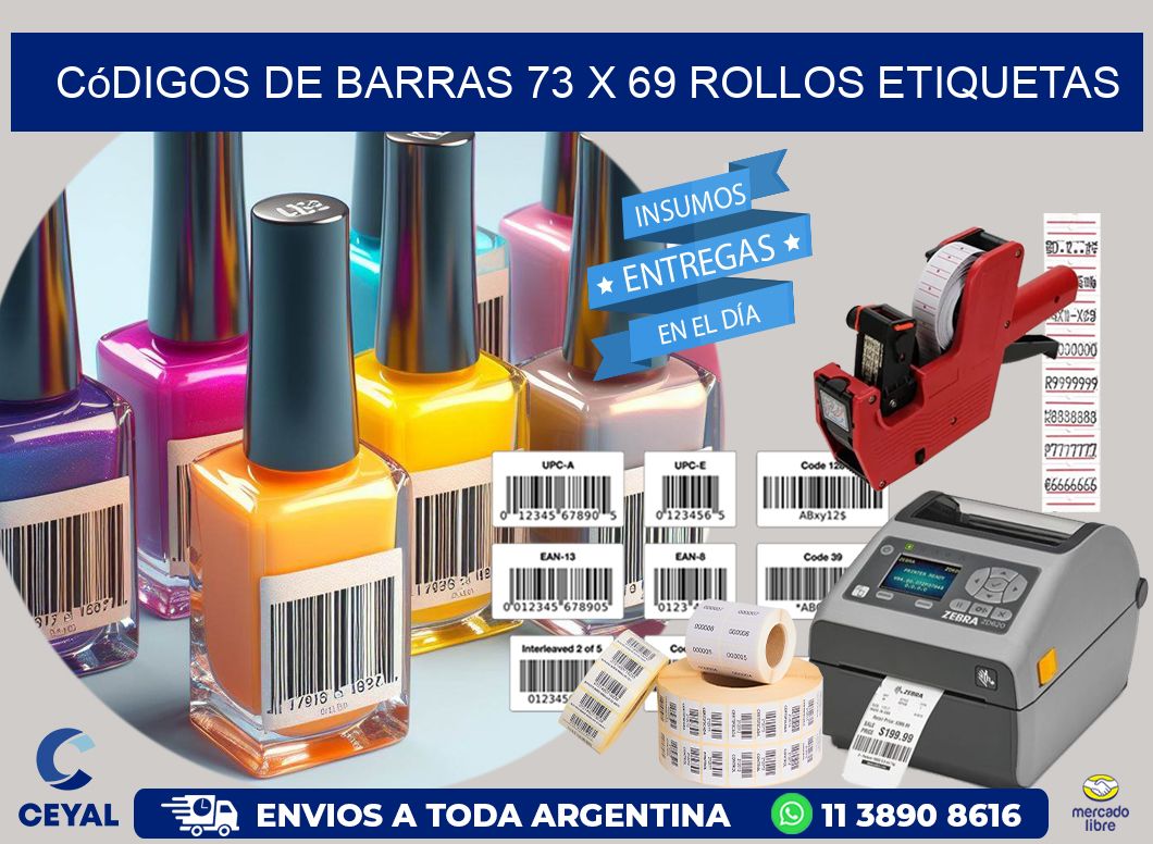 Códigos de Barras 73 x 69 ROLLOS ETIQUETAS