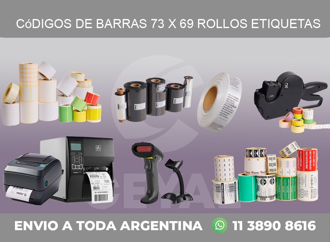Códigos de Barras 73 x 69 ROLLOS ETIQUETAS