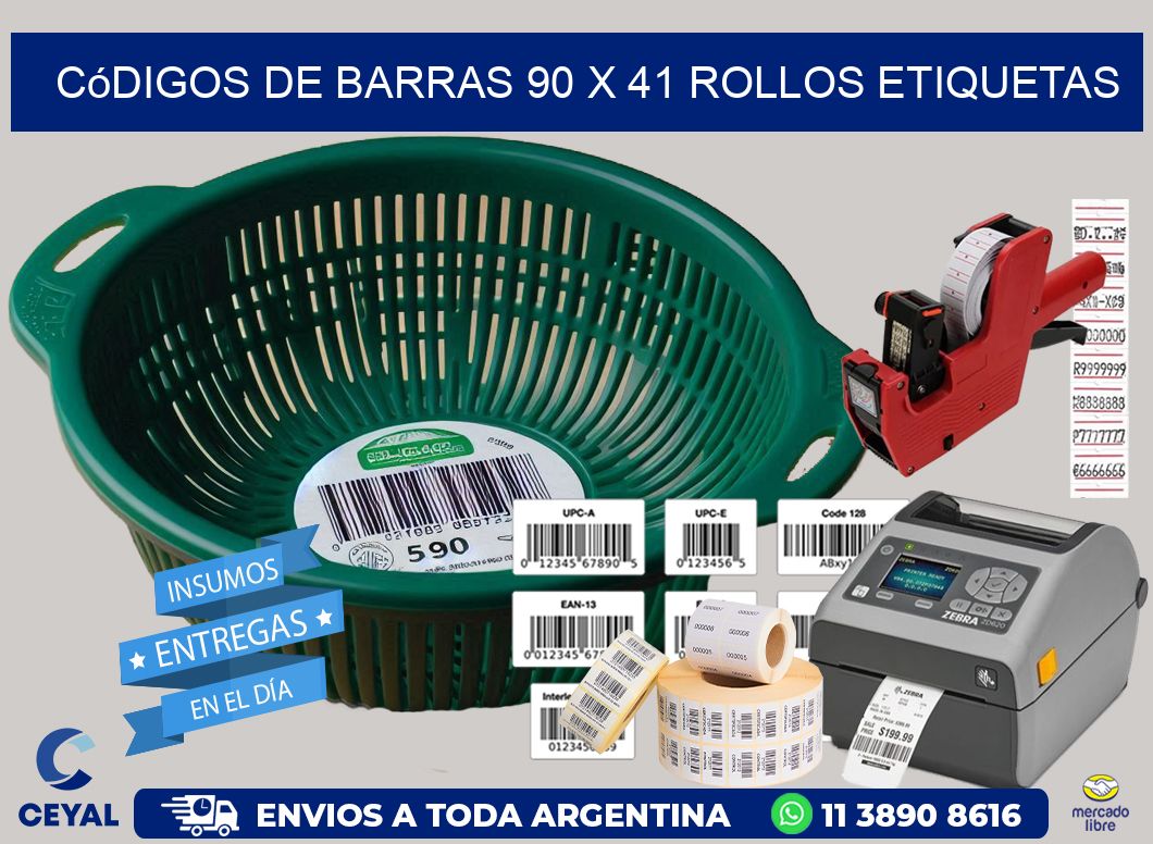 Códigos de Barras 90 x 41 ROLLOS ETIQUETAS