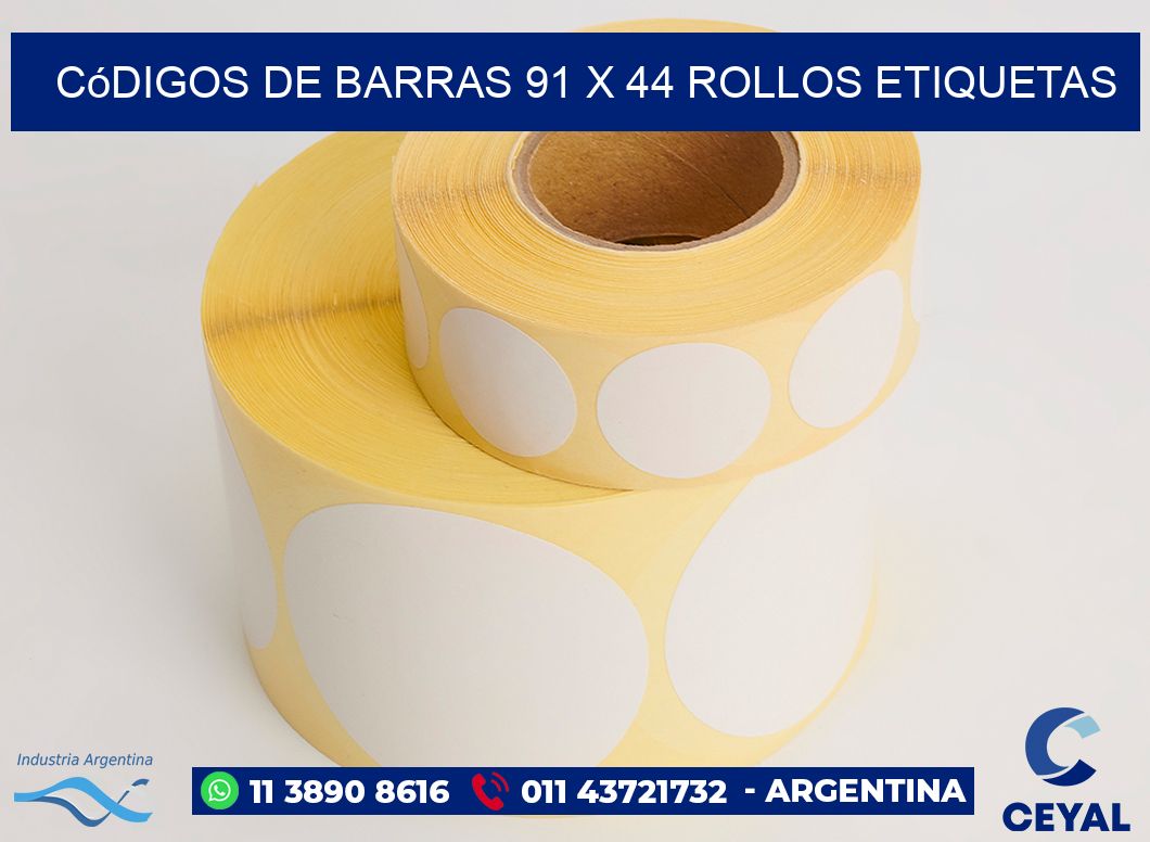 Códigos de Barras 91 x 44 ROLLOS ETIQUETAS