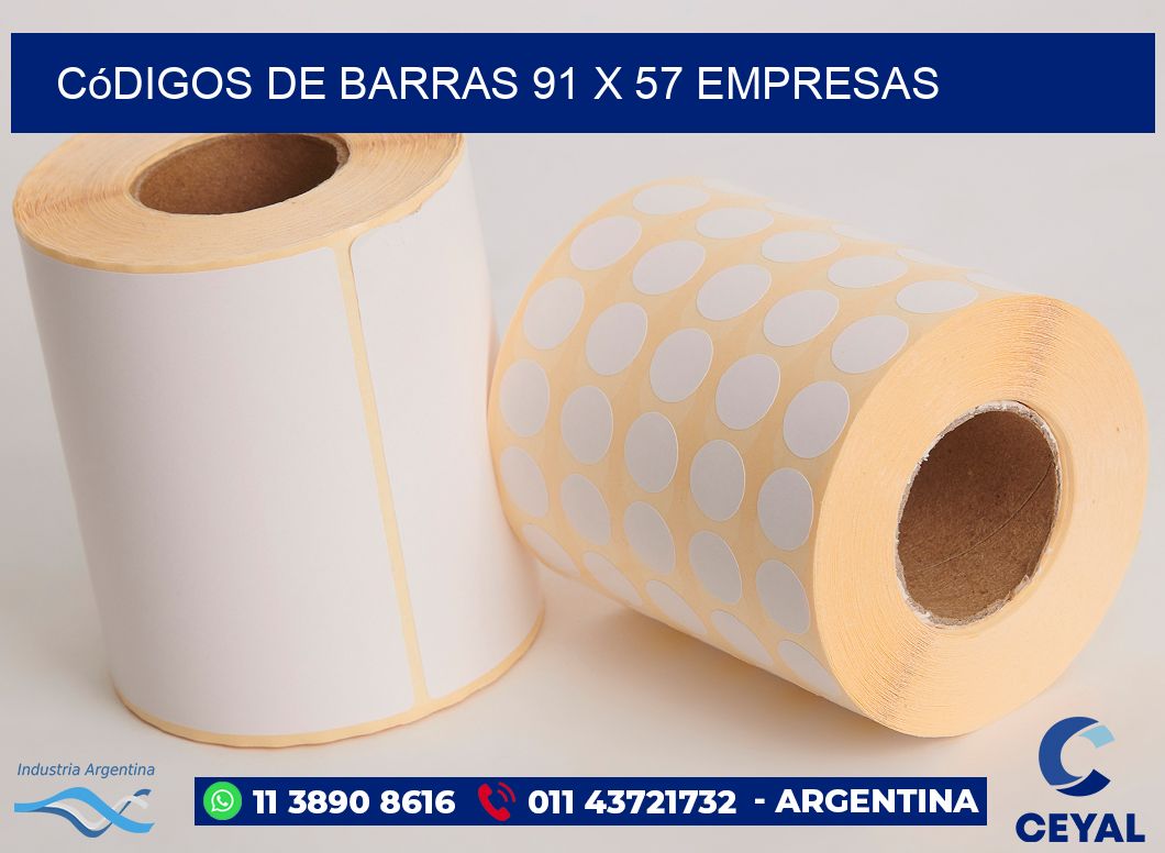 Códigos de Barras 91 x 57 empresas