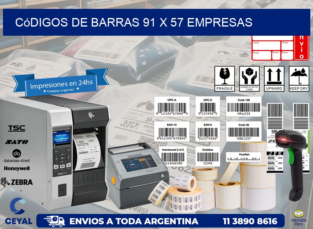 Códigos de Barras 91 x 57 empresas