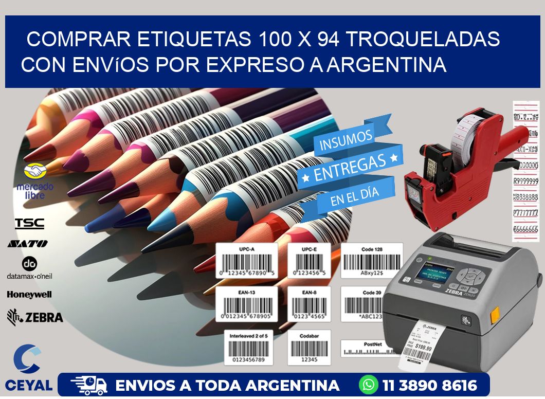 Comprar etiquetas 100 x 94 troqueladas con envíos por expreso a Argentina