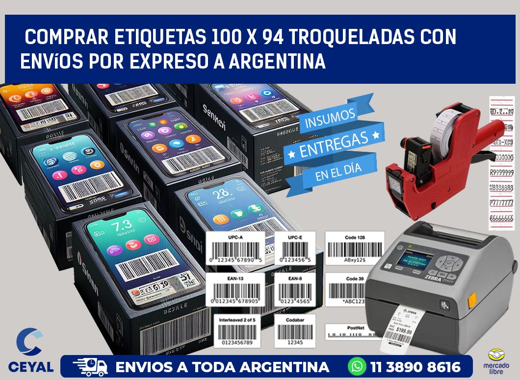 Comprar etiquetas 100 x 94 troqueladas con envíos por expreso a Argentina