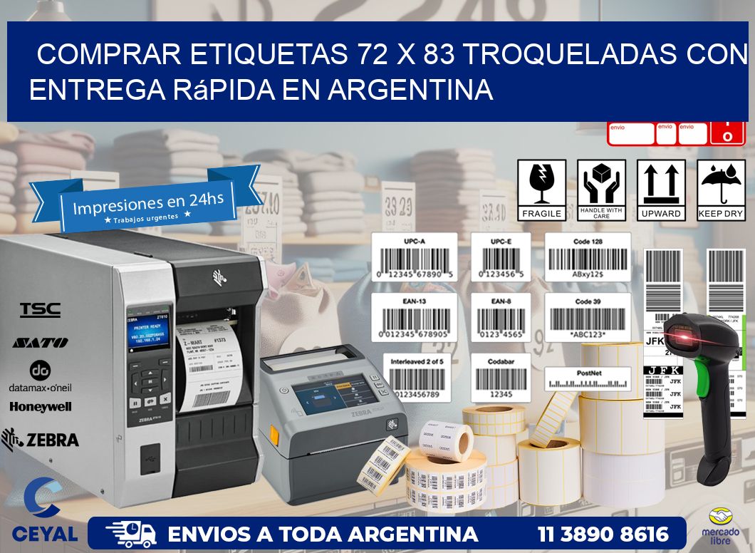 Comprar etiquetas 72 x 83 troqueladas con entrega rápida en Argentina