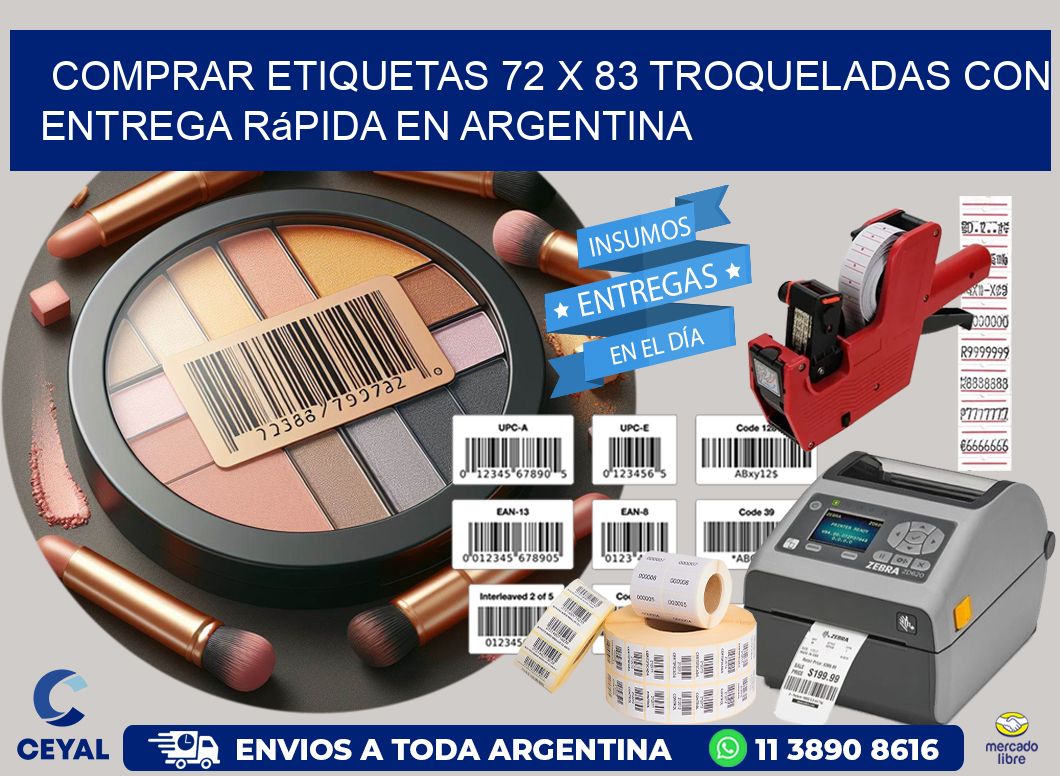 Comprar etiquetas 72 x 83 troqueladas con entrega rápida en Argentina