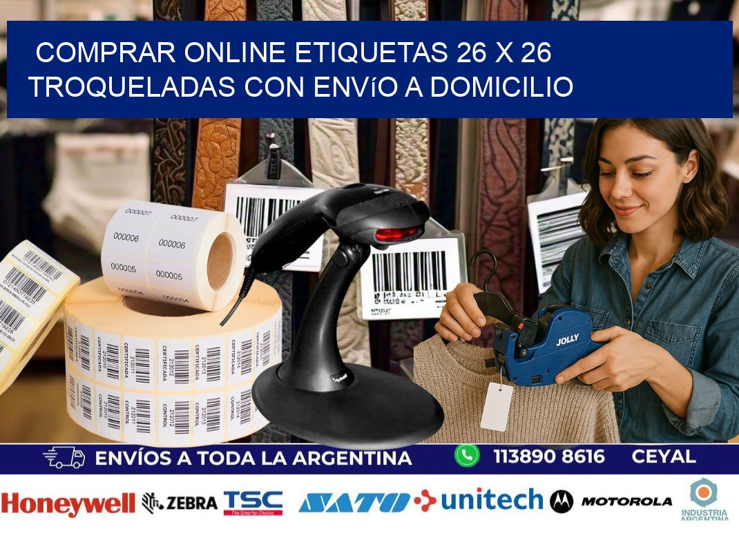 Comprar online etiquetas 26 x 26 troqueladas con envío a domicilio