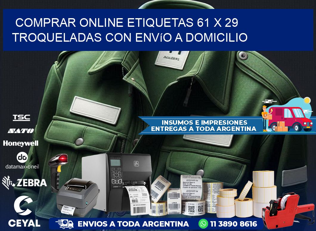 Comprar online etiquetas 61 x 29 troqueladas con envío a domicilio