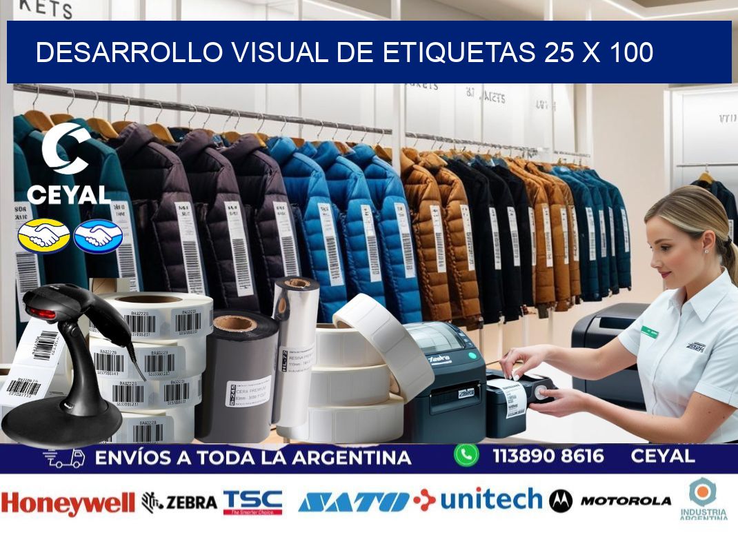 Desarrollo visual de etiquetas 25 x 100