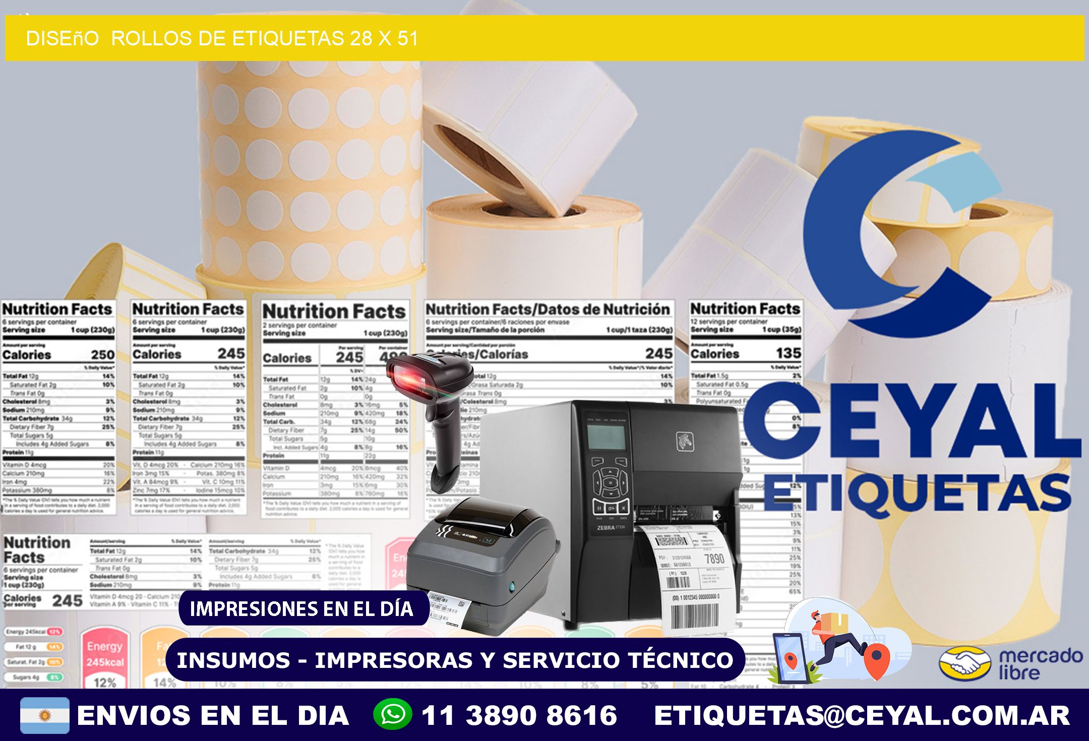 Diseño  ROLLOS DE ETIQUETAS 28 x 51