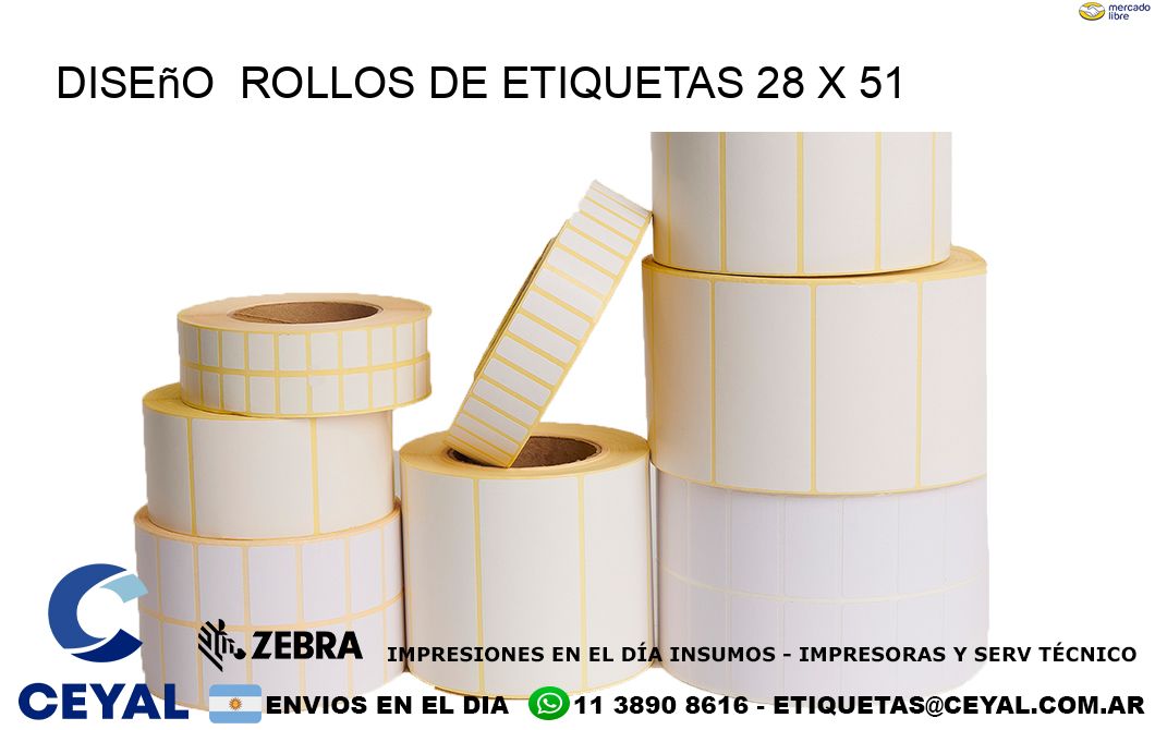 Diseño  ROLLOS DE ETIQUETAS 28 x 51