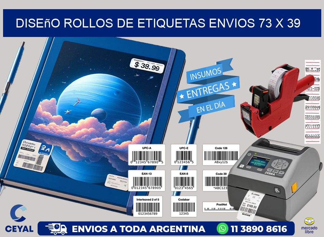 Diseño ROLLOS DE ETIQUETAS ENVIOS 73 x 39