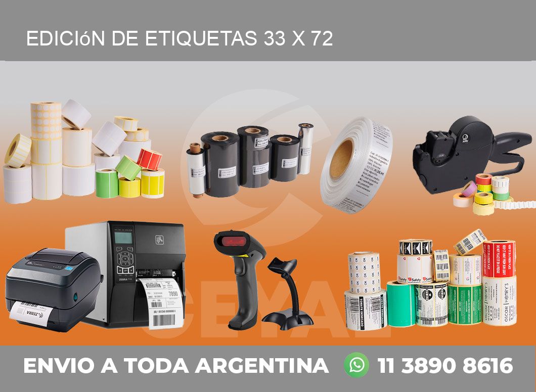 Edición de etiquetas 33 x 72