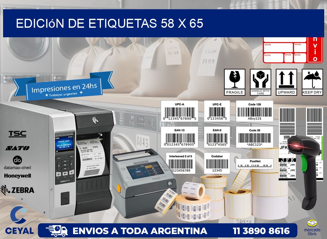 Edición de etiquetas 58 x 65