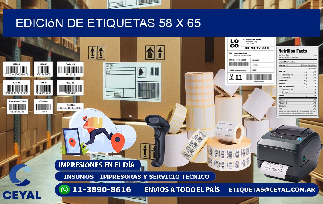 Edición de etiquetas 58 x 65