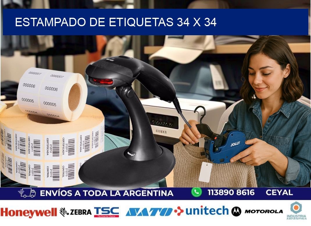 Estampado de etiquetas 34 x 34