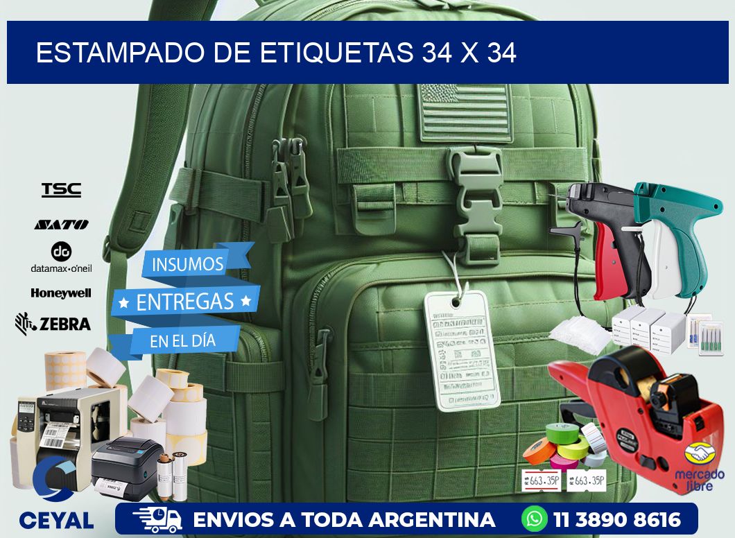 Estampado de etiquetas 34 x 34