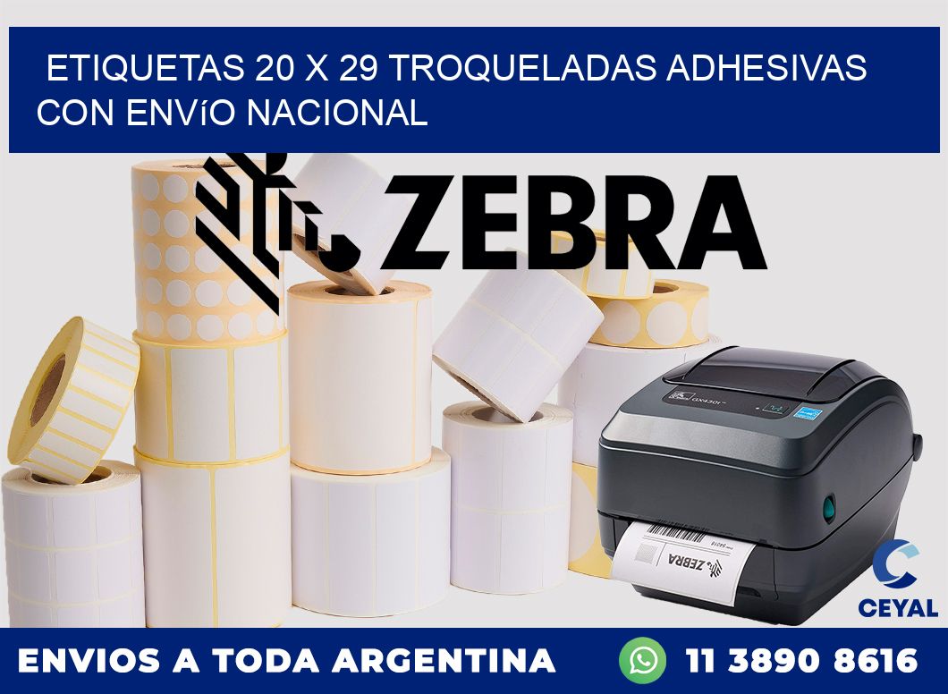 Etiquetas 20 x 29 troqueladas adhesivas con envío nacional