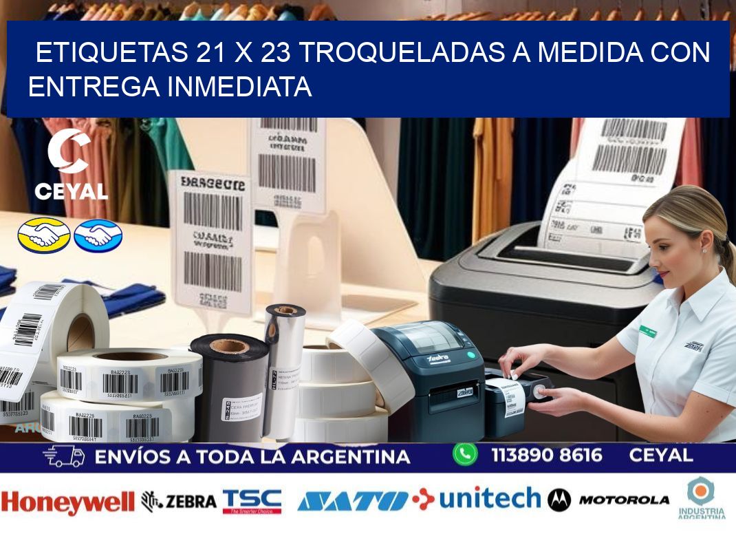 Etiquetas 21 x 23 troqueladas a medida con entrega inmediata