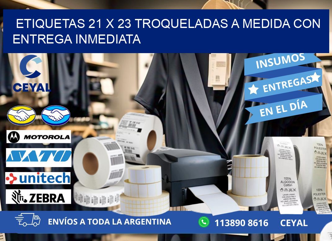 Etiquetas 21 x 23 troqueladas a medida con entrega inmediata