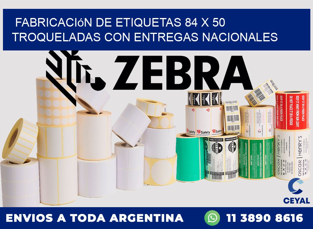 Fabricación de etiquetas 84 x 50 troqueladas con entregas nacionales