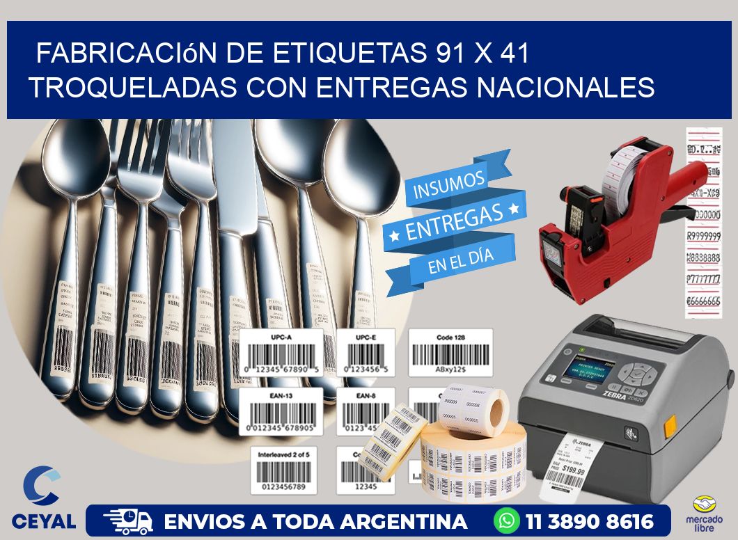 Fabricación de etiquetas 91 x 41 troqueladas con entregas nacionales