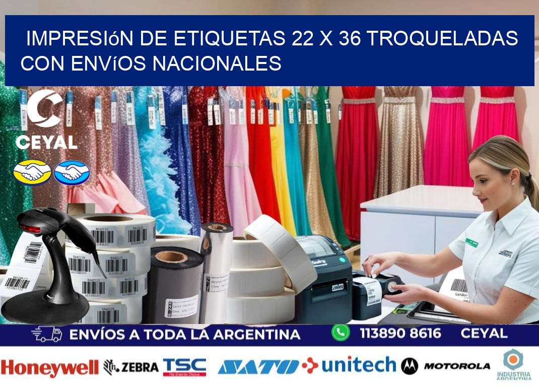 Impresión de etiquetas 22 x 36 troqueladas con envíos nacionales