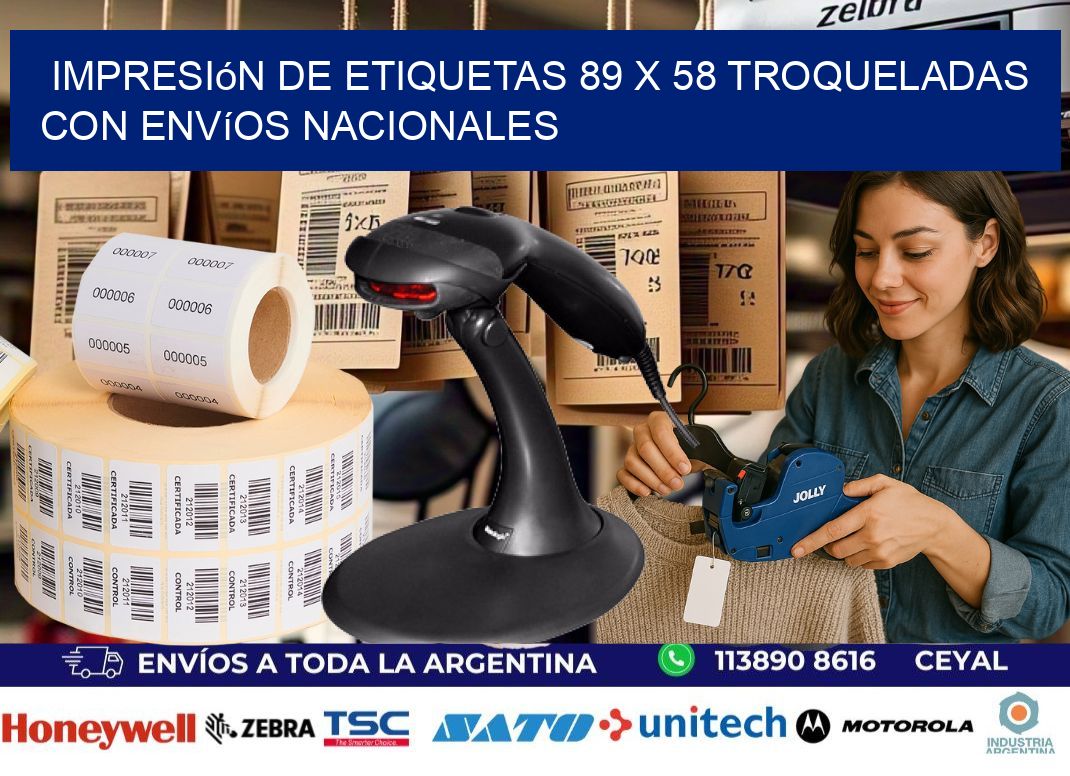 Impresión de etiquetas 89 x 58 troqueladas con envíos nacionales