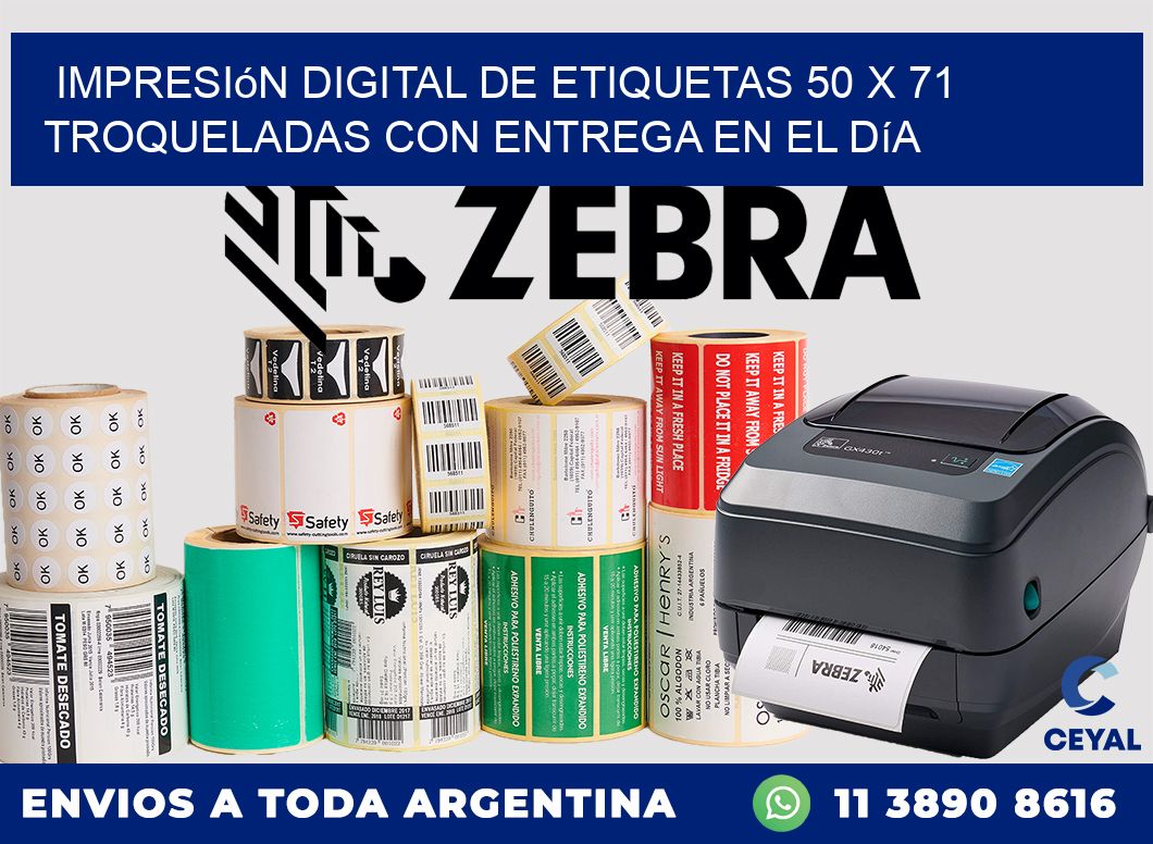 Impresión digital de etiquetas 50 x 71 troqueladas con entrega en el día