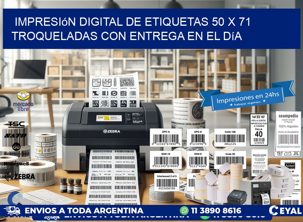 Impresión digital de etiquetas 50 x 71 troqueladas con entrega en el día
