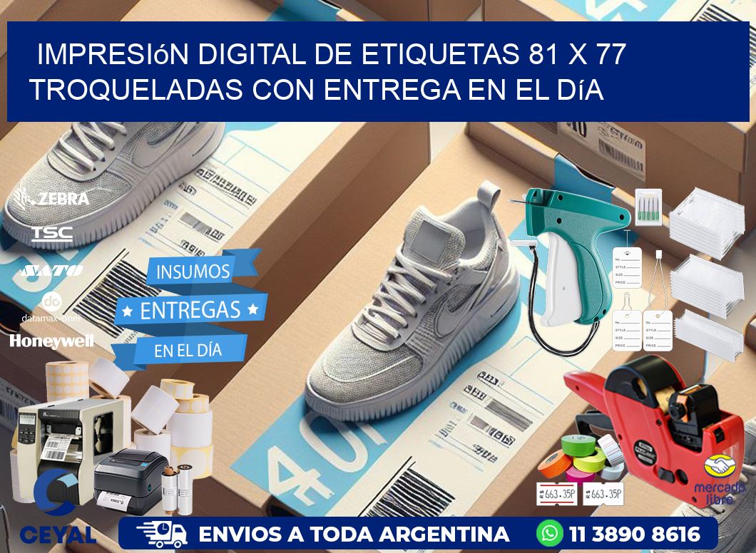Impresión digital de etiquetas 81 x 77 troqueladas con entrega en el día