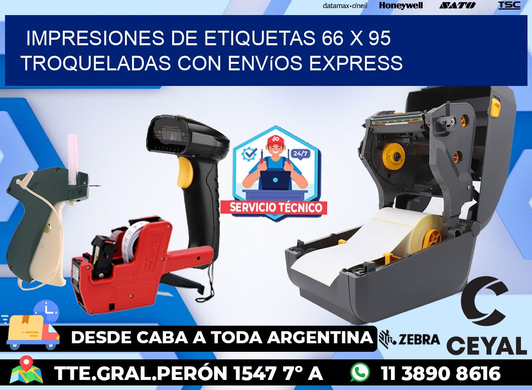 Impresiones de etiquetas 66 x 95 troqueladas con envíos express