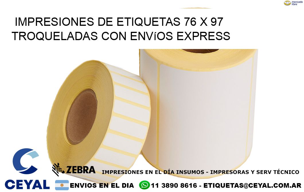 Impresiones de etiquetas 76 x 97 troqueladas con envíos express
