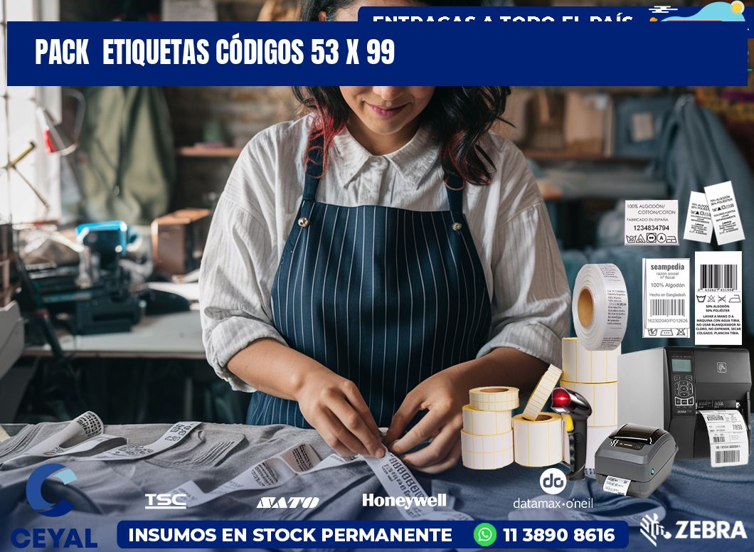 Pack  ETIQUETAS CÓDIGOS 53 x 99