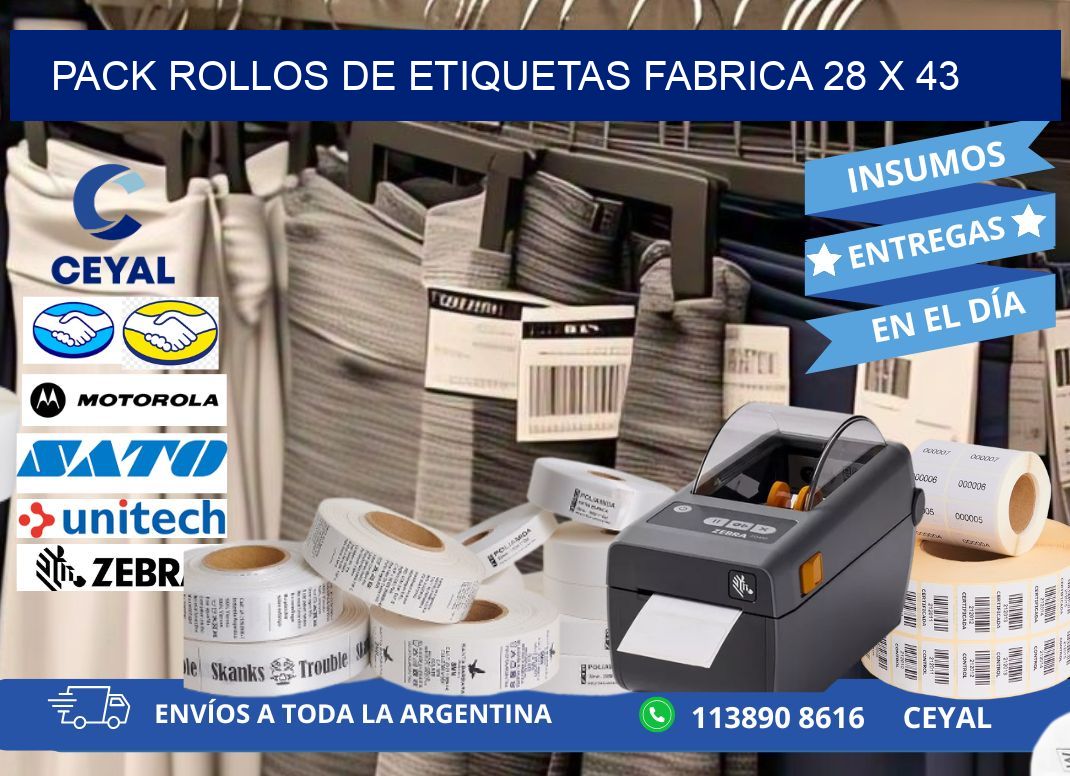 Pack ROLLOS DE ETIQUETAS FABRICA 28 x 43