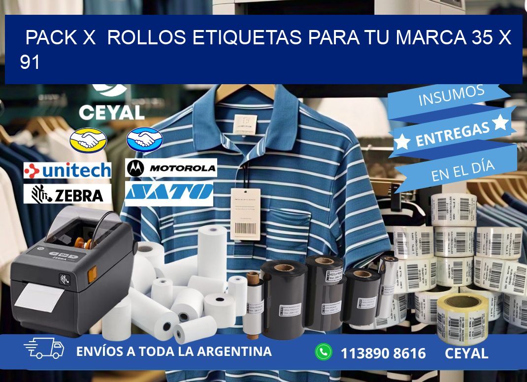 Pack X  Rollos Etiquetas para tu marca 35 x 91