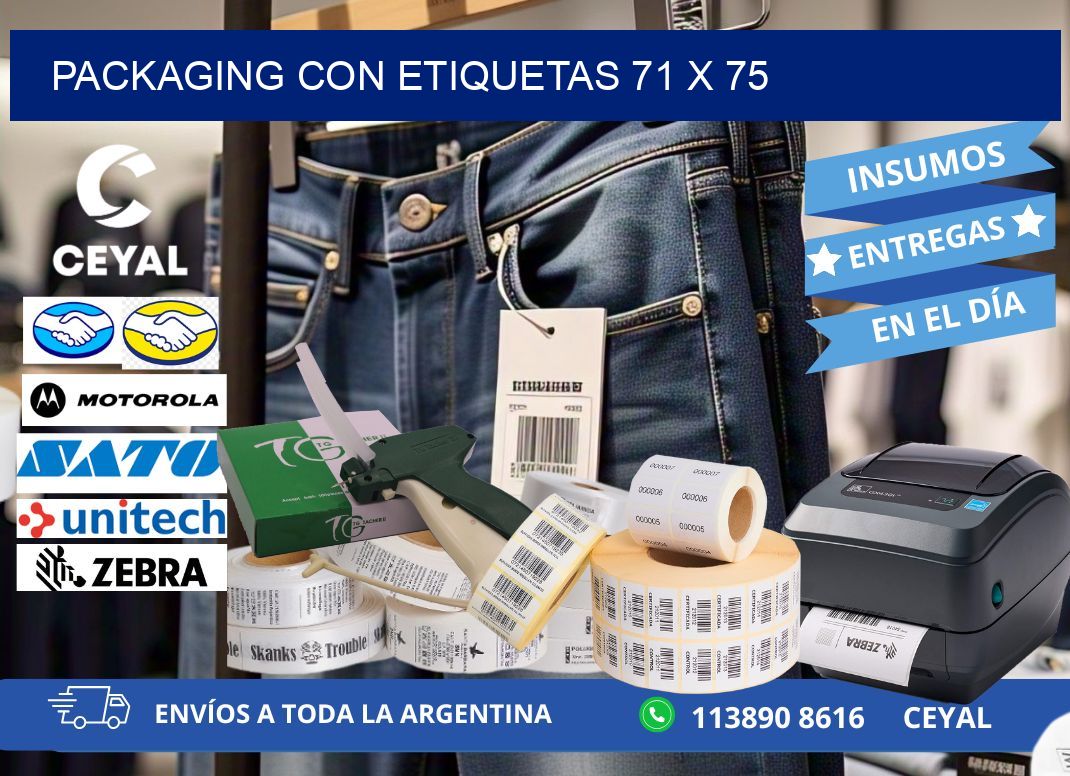 Packaging con etiquetas 71 x 75