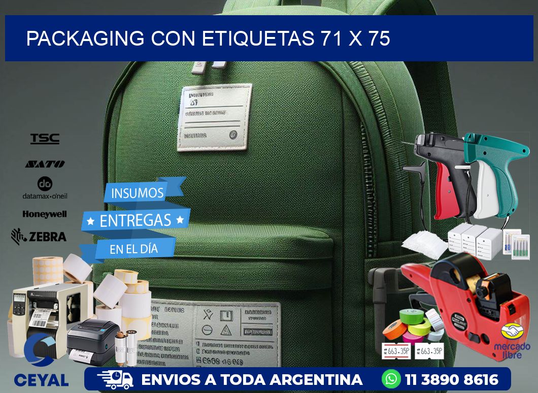 Packaging con etiquetas 71 x 75