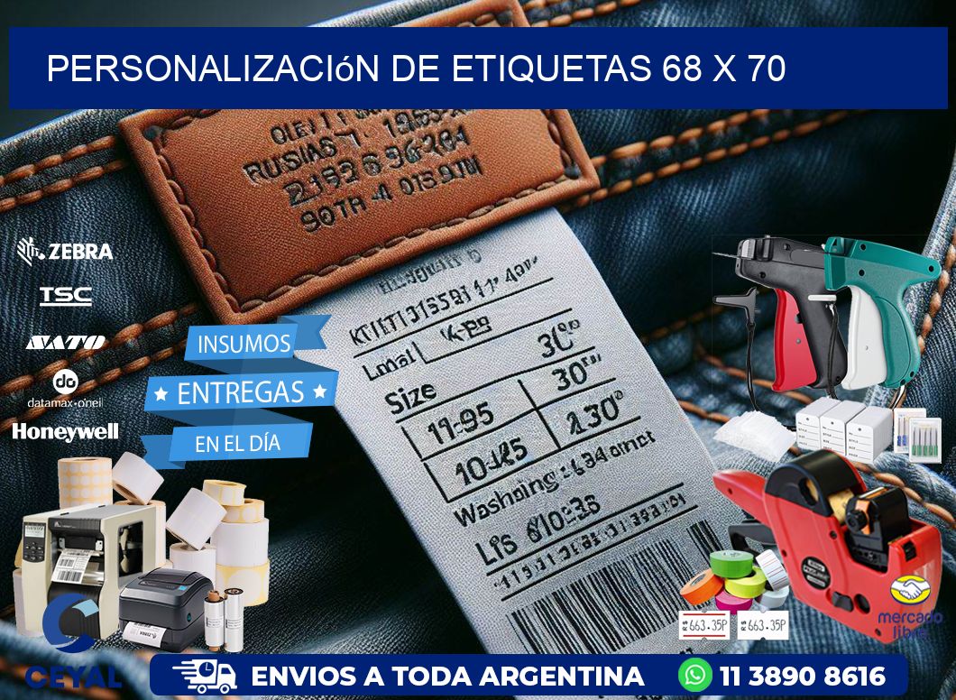 Personalización de etiquetas 68 x 70